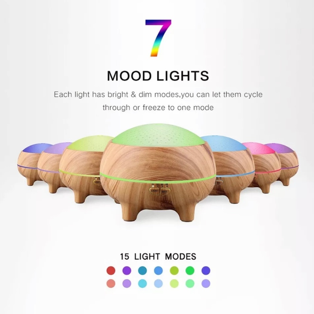 Aromatherapy Essential Oil Diffuser 300ML-Light Wood-Ultrasonic Cool Humidifier